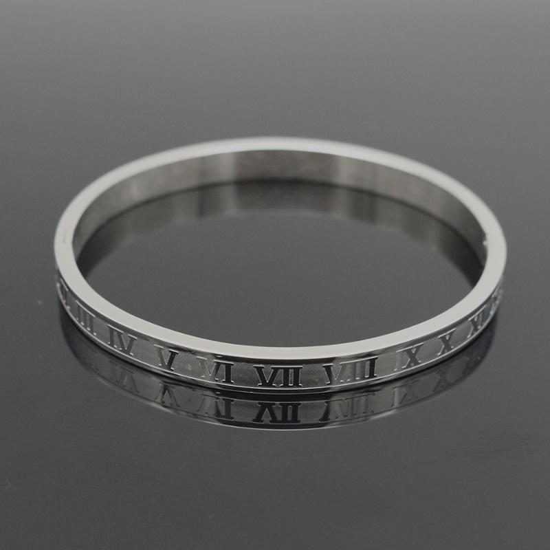 Bangle Fashion Women Charm Bracelet Stainless Steel Gold Color Roman Letter & For Men Jewelry