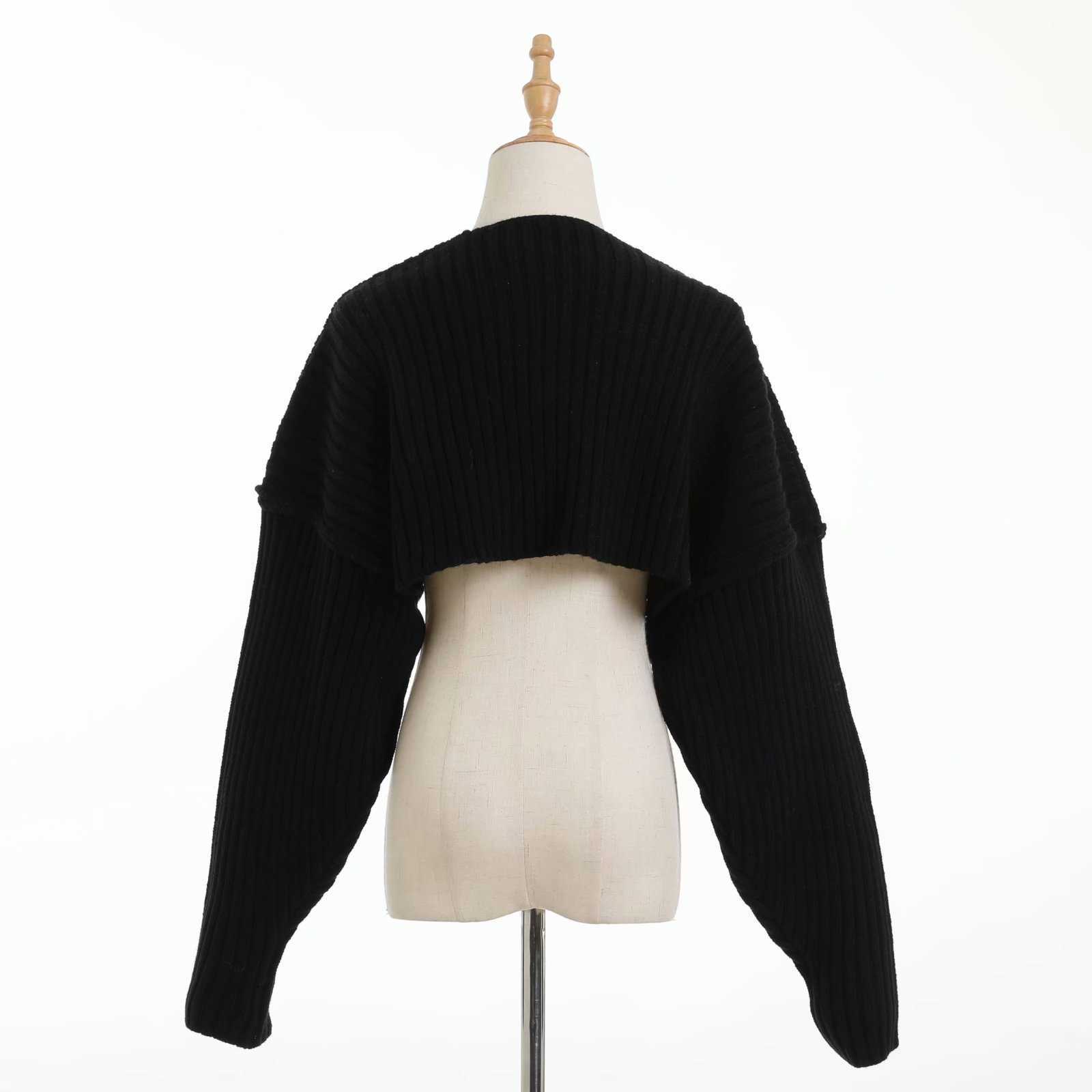 Sexy cropped cardigan knitted short sweaters for women fashion cute tops korean style long sleeve top batwing 211011Z