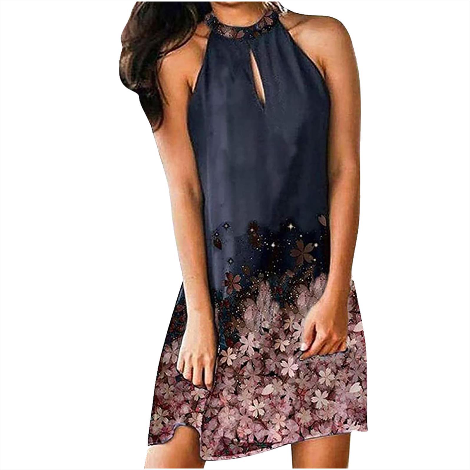 summer casual fashion metal womens dresses hanging neck print sleeveless plus size women clothing, Black;gray
summer casual fashion metal womens dresses hanging neck print sleeveless plus size women clothing, Black;gray