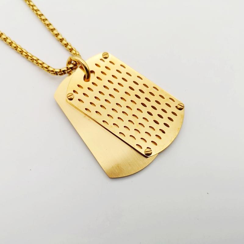 Pendant Necklaces 2021 IP Black 316L Stainless Steel 2pcs Dog Tag Necklace Mens Fashion Jewelry CARA0471