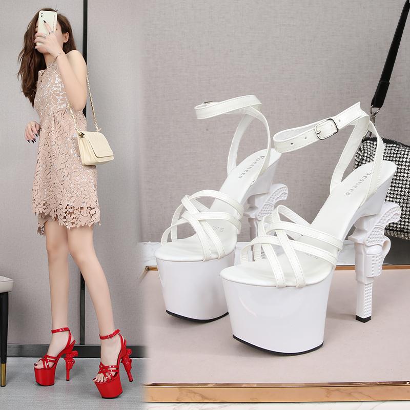Women Shoes Pistol Heel Cross Belt Sexy High Heels 18 CM Platform Sandals Ladies Strange Style Stripper Pumps 2021 New White Red, Rosy red
Women Shoes Pistol Heel Cross Belt Sexy High Heels 18 CM Platform Sandals Ladies Strange Style Stripper Pumps 2021 New White Red, Rosy red