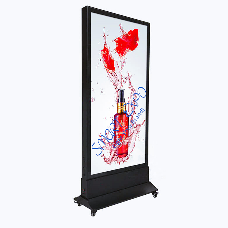 60*160cm Magnetic Light Box Billboard Advertising Display Outdoor Mobile Double-Sided Waterproof Lightbox with Base Wheels Wooden Case Packing