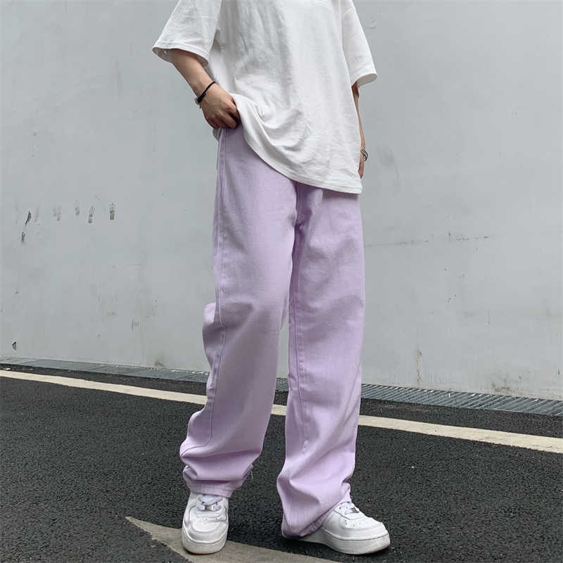 Women's Jeans Vintage Straight Baggy High Waist Korean Fashion Streetwear Casual Pants Femme Wide Leg Purple Mom Denim Trouser 210922