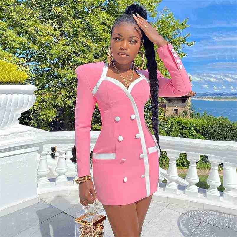 Autumn Long-Sleeved V-Neck Collar Pink Black Patchwork High Waist Mini Sexy Party Dress Women Streetwear 210525
Autumn Long-Sleeved V-Neck Collar Pink Black Patchwork High Waist Mini Sexy Party Dress Women Streetwear 210525