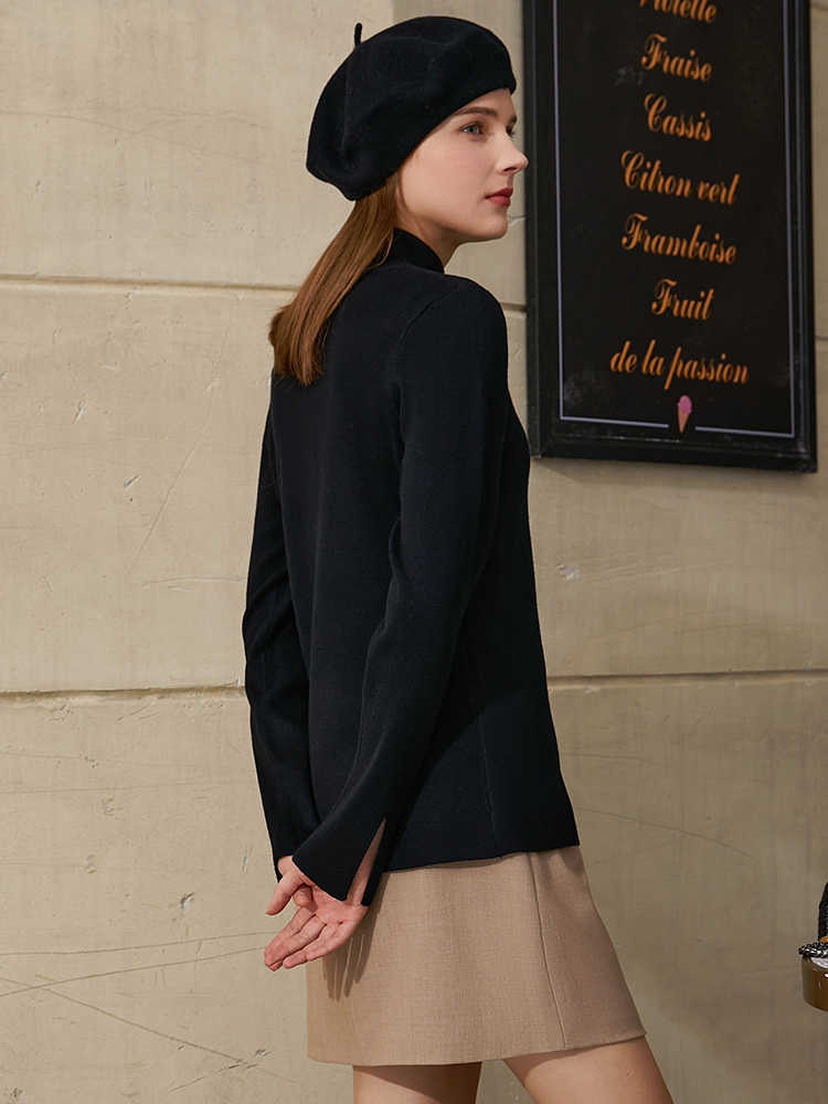 Minimalism Spring Autumn Women's Sweater Causal Solid Turn-down Collar Women Knirtted Shirt Female Pullover Tops 12030425 210527