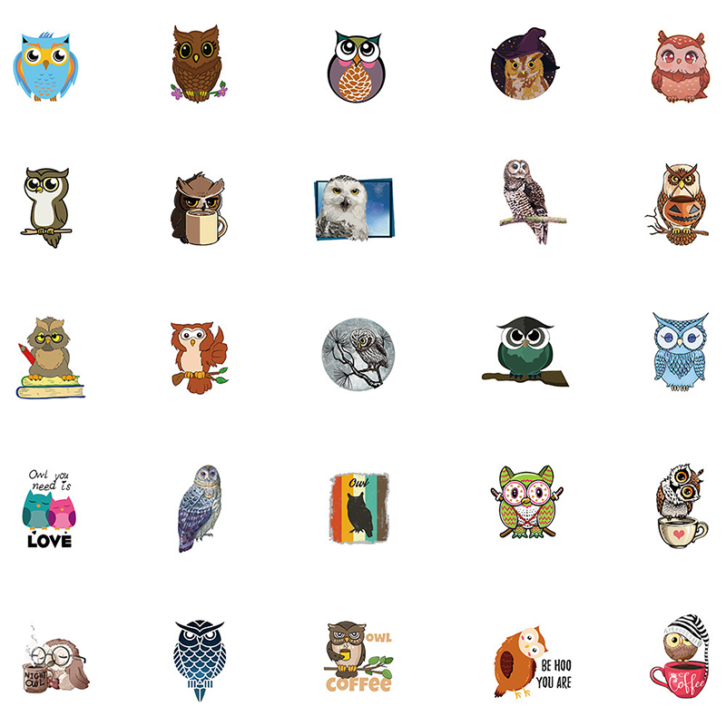 Update New Notebook Cartoon Owls Stickers Cute Animal Series Wers DIY Graffiti Decals For Car Lage Motorcycle Ipad Phone Scooter Games Skateboard Guit
