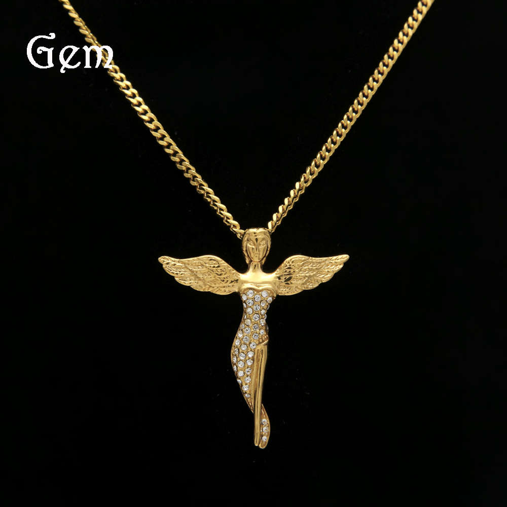 New hip hop accessories stainless steel Angel Pendant series diamond gilded long leg Elegant Angel Necklace
New hip hop accessories stainless steel Angel Pendant series diamond gilded long leg Elegant Angel Necklace
