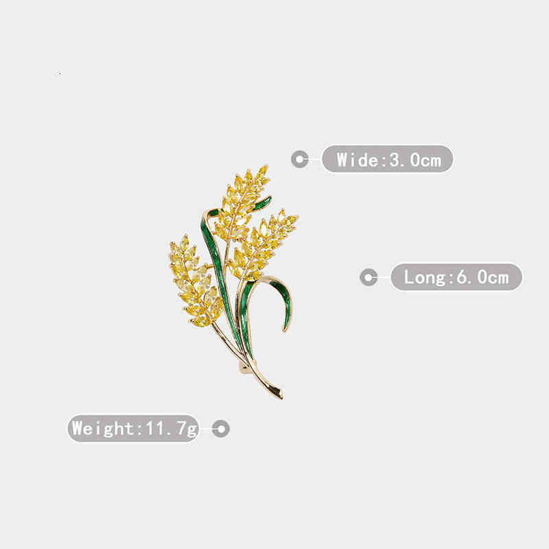 Korean Enamel Gold Zircon Plant Wheat Ear Brooch Clothing Accessories Fashion Barley Pin