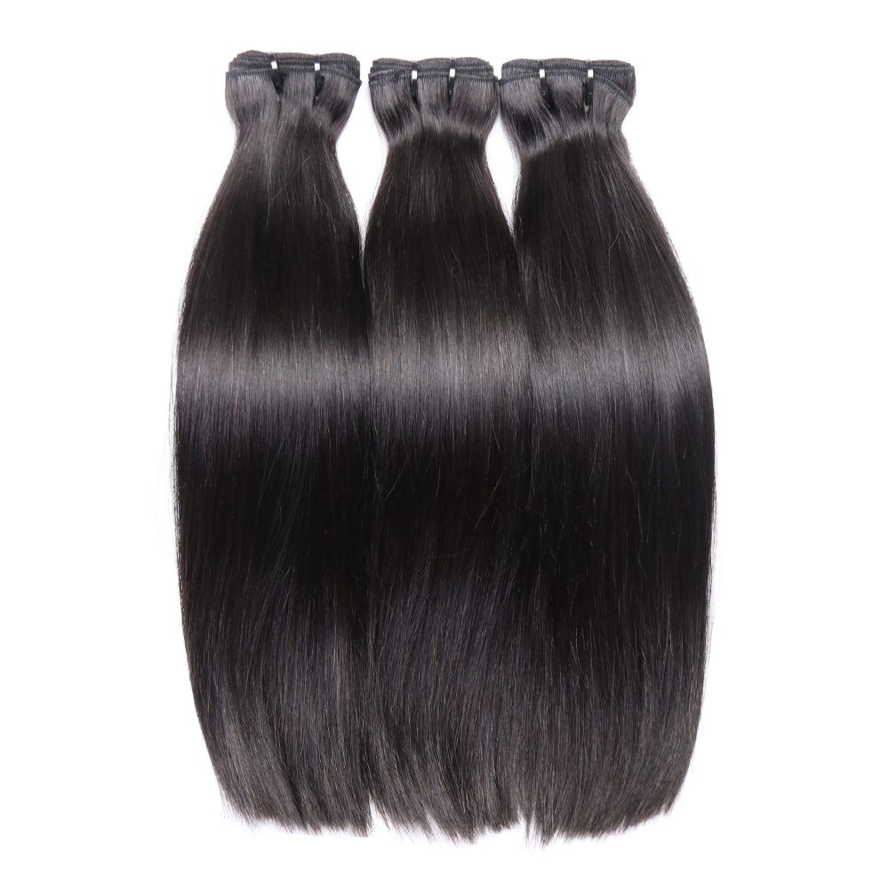 Double Drawn Bone Straight Human Vrigin Hair Weaves 1 Bundles Thick Ends