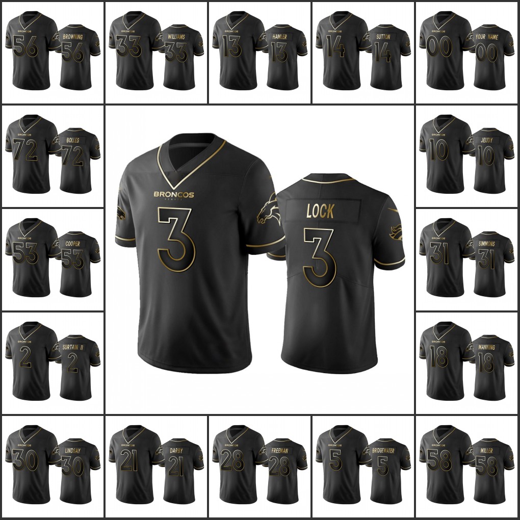 DenverBroncosMen #3 Drew Lock 28 Royce Freeman 18 Peyton Manning 10 Jerry Jeudy Custom Women Youth Black Golden Edition Vapor Limited Jersey
DenverBroncosMen #3 Drew Lock 28 Royce Freeman 18 Peyton Manning 10 Jerry Jeudy Custom Women Youth Black Golden Edition Vapor Limited Jersey