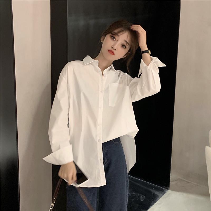 Women's Blouses & Shirts Korean Women White Oversized Daily Simple Leisure Shirt Female Clothes College Solid Pockets Fashion Long Top ZY605
Women's Blouses & Shirts Korean Women White Oversized Daily Simple Leisure Shirt Female Clothes College Solid Pockets Fashion Long Top ZY605