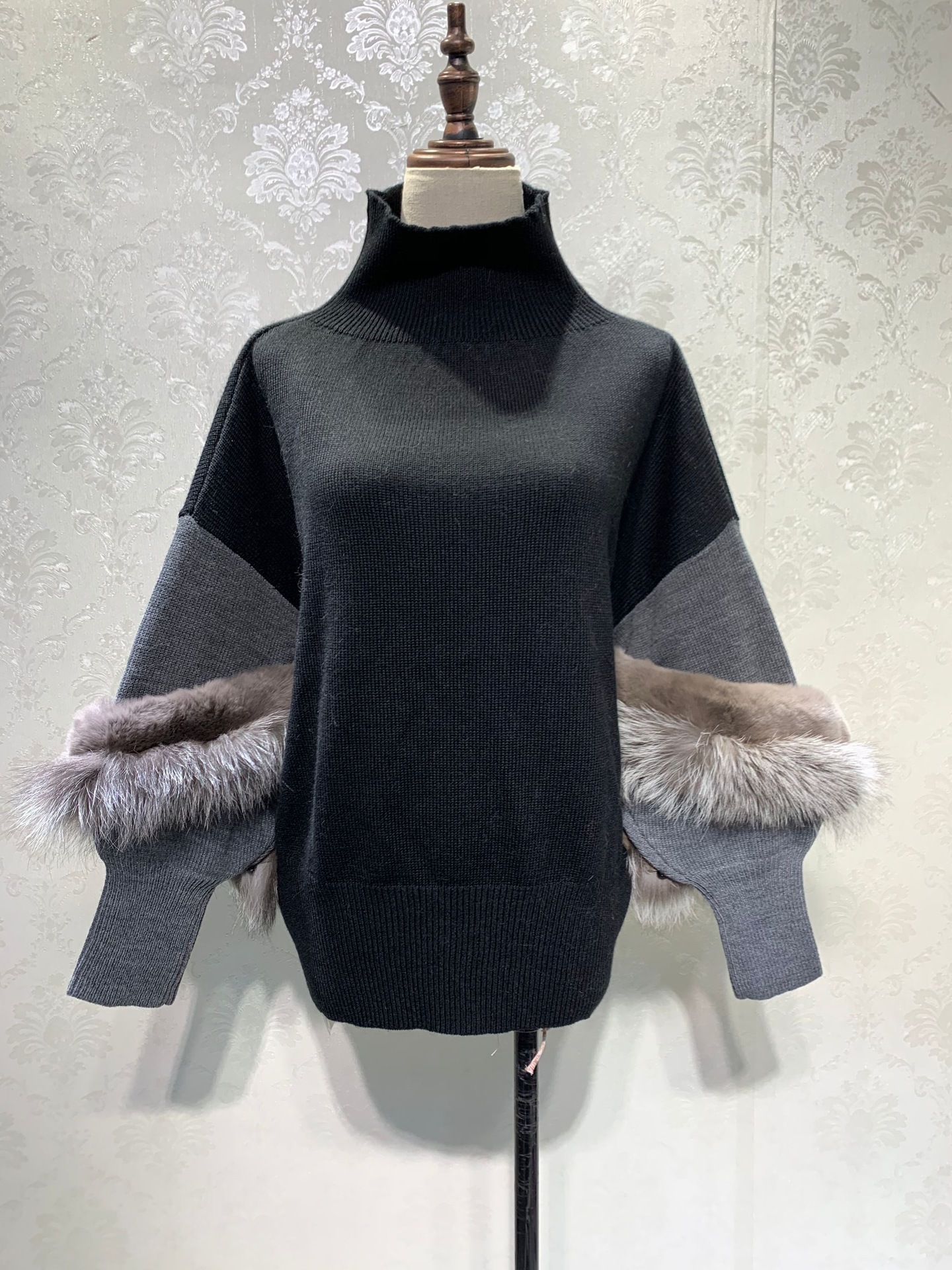 DEAT 2021 new autumn and winter knits turtleneck flare sleeves ribbit fur high quality knitting sweater mohair top WO24101L 210218