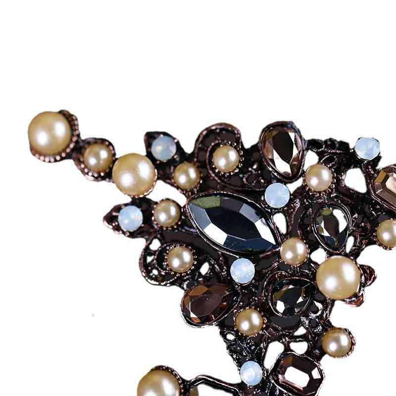 Wedding Hair Jewelry Accessories European Baroque Full Circle Large Crown Pearl Headdress with Diamond Metal Dress