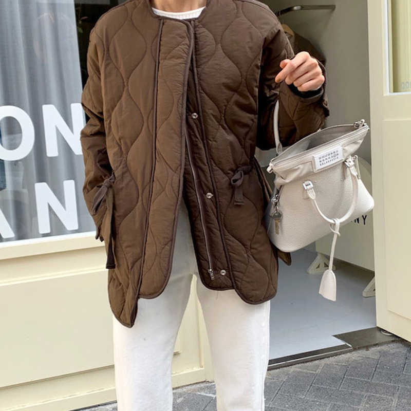 Alien Kitty Winter Solid Women Coat Office Lady O-Neck Thick Warm Loose Casual Jacket Female Outwear Elegant Tops 210819