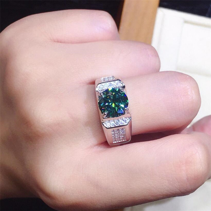 Choucong Unique Brand Wedding Rings Simple Fashion Jewelry 925 Sterling Silver Round Cut Emerald 5A Zircon Party Eternity Women Men Open Adjustable Ri