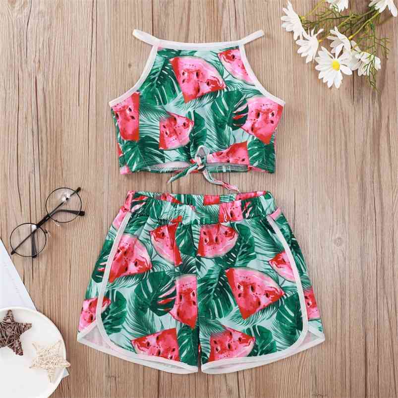 Summer Children Sets Sleeveless Print Tops Watermalon Shorts Cute Girls Boys Clothes Set 3-10T 210629, Green
Summer Children Sets Sleeveless Print Tops Watermalon Shorts Cute Girls Boys Clothes Set 3-10T 210629, Green