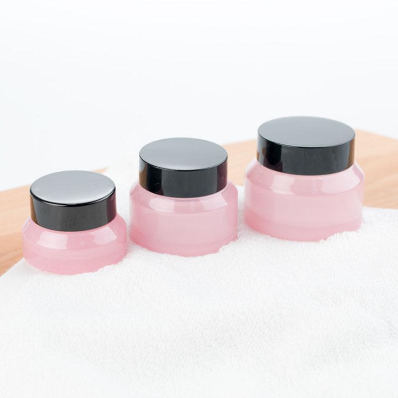 1PCS 15g/30g/50g Empty Pink Glass Cosmetic Facial Cream Bottles Lip Container Jar Sample Vials Travel Amber Makeup Pots