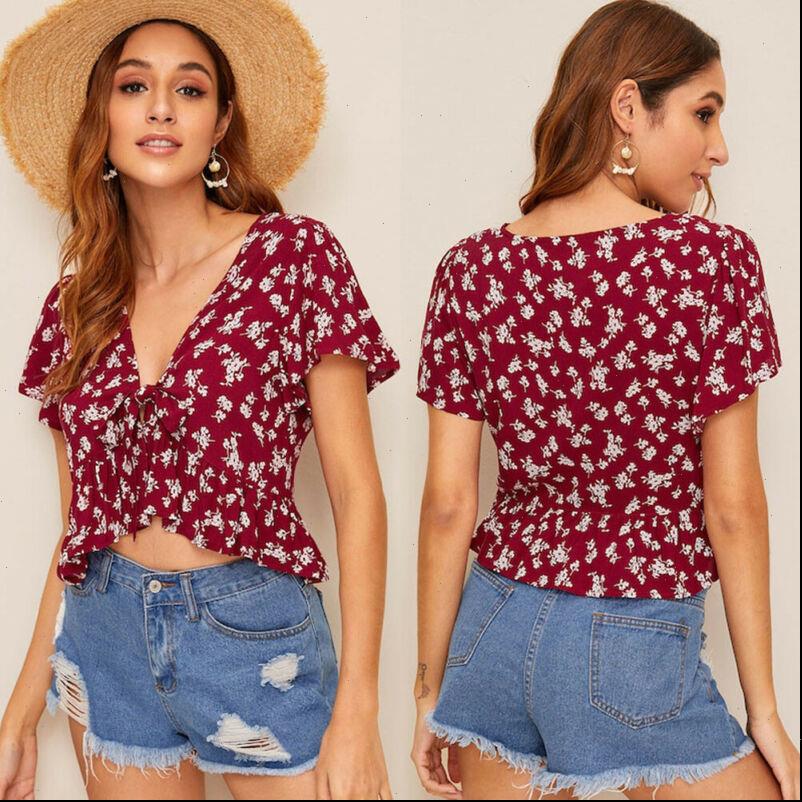 women shirts floral chiffon crop v neck ruffles short flare sleeve tie front casual summer tee slim blouse, White
women shirts floral chiffon crop v neck ruffles short flare sleeve tie front casual summer tee slim blouse, White