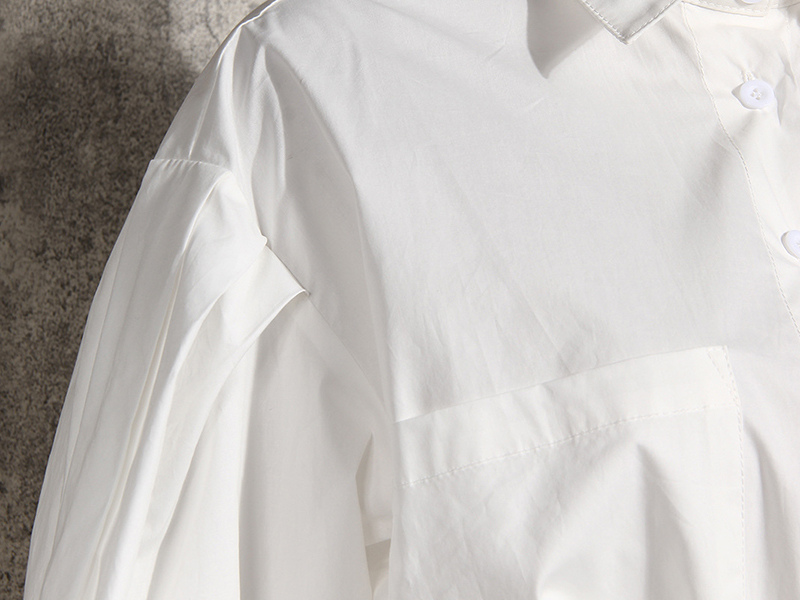 TWOTWINSTYLE White Bowknot Shirt For Women Lapel Lantern Sleeve Bandage High Waist Casual Blouse Female Autumn New Tide 210225