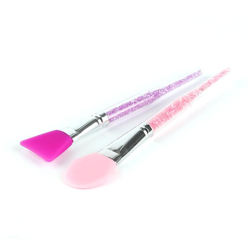 Makeup Brushes 2pcs Set Silicone Mask Cosmetics Shinning Handle Purple/Pink Brush Tools Facial DIY Tool