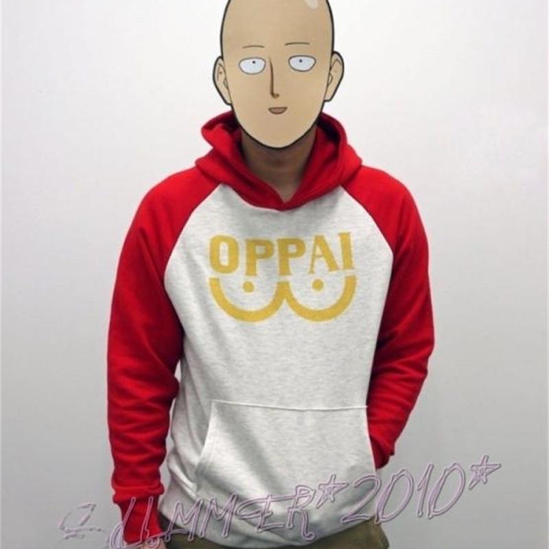 New Anime One Punch Man Saitama Oppai Hoodie Pullover Sweatshirt Cosplay Costume 201020