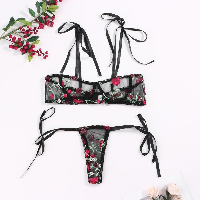 Bras Sets Sexy Lingerie Flower Embroidery G-string Thong Underwear Sleepwear Fashion Temptation Charming Fast, Red;black
Bras Sets Sexy Lingerie Flower Embroidery G-string Thong Underwear Sleepwear Fashion Temptation Charming Fast, Red;black
