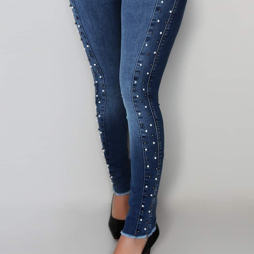 High Waist Jeans Woman Embroidered Flares Ladies Skinny Denim Trousers Retro Women Ripped Jeans Pencil Pants jean femme D25 210222