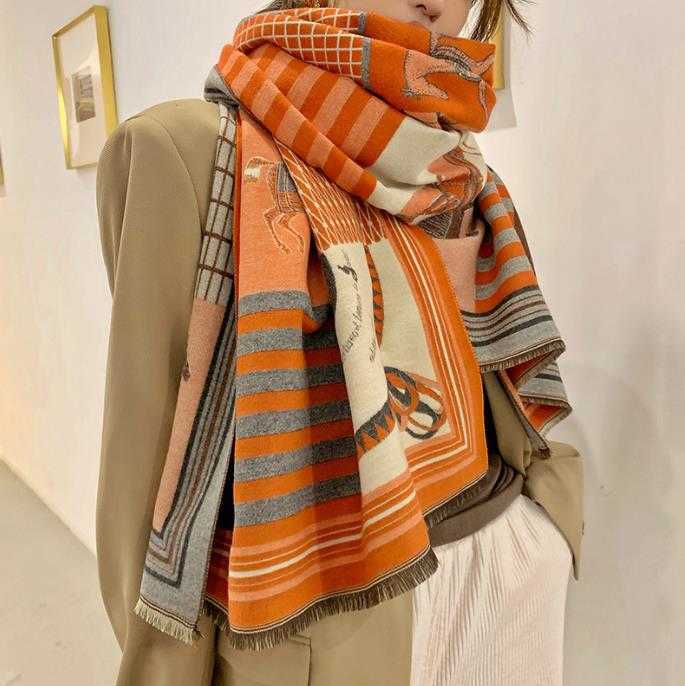 Winter Scarf Women Cashmere Scarf New Fashion Warm Foulard Lady Horse Scarves Multicolor Thick Soft Shawls Wraps
