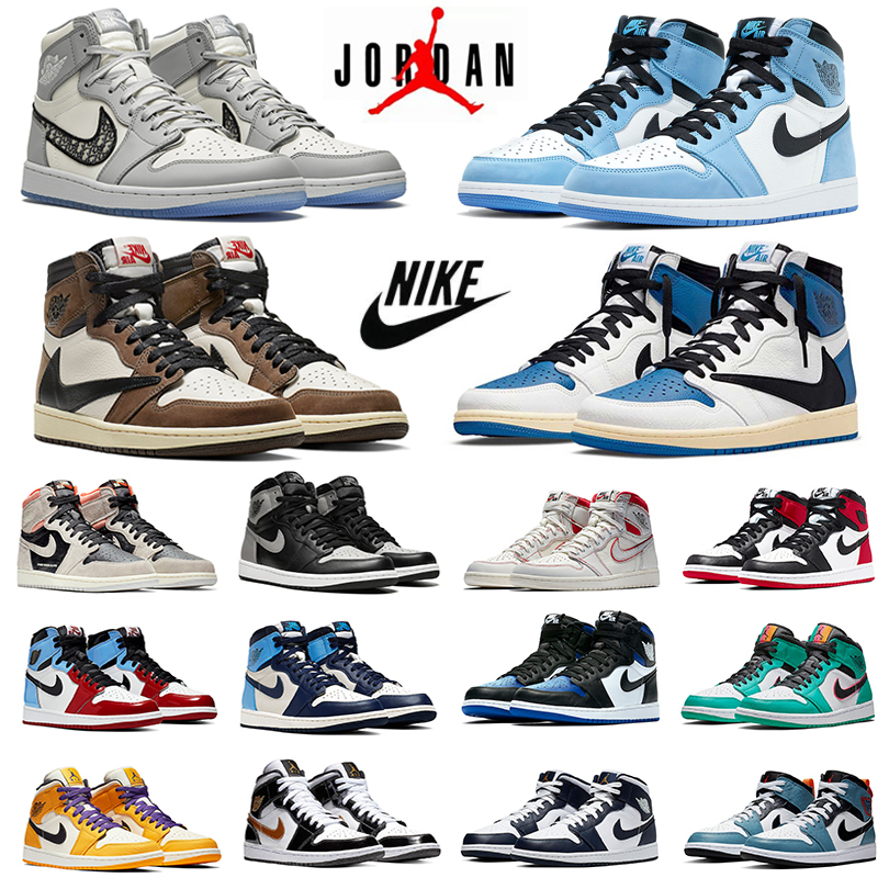 Nike air jordan 1 Jumpman 1s mens basketball shoes university blue Twist Obsidian Hype Royal dark mocha black toe banned Fearless men women trainers sports sneakers, Color#49
