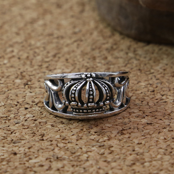 925 sterling silver vintage crown band rings American European punk gothic hand-made designer antique luxury jewelry for men women