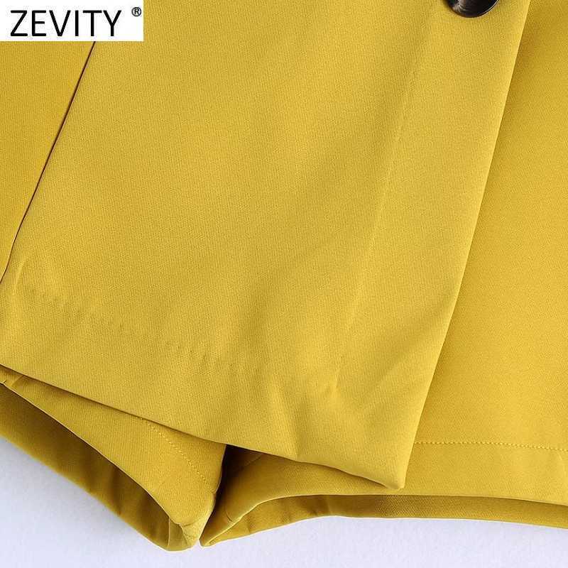 Zevity Women Fashion Solid Button Decoration Bermuda Shorts Female Streetwear Chic Side Zipper Pantalone Cortos P1020 210603