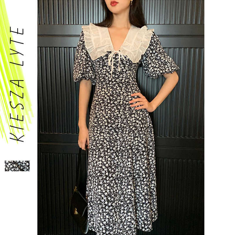 Summer Floral Dress for Women Party French Style Sweet Peter pan Collar Midi Dresses Vestido De Mujer Femme Robe 210608
Summer Floral Dress for Women Party French Style Sweet Peter pan Collar Midi Dresses Vestido De Mujer Femme Robe 210608