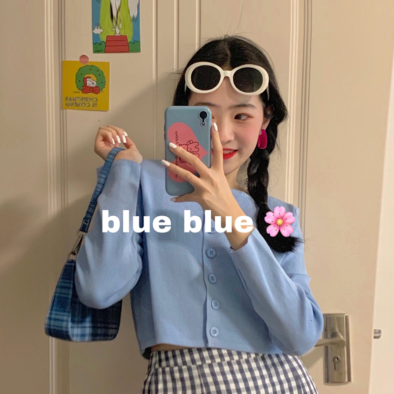 2021 New Spring Women Blue Crop Top Ribbed Knitted Long Sleeve Cardigans Short Tops Female Casual Slim Cropped Cardigan G8yt, Sky blue
2021 New Spring Women Blue Crop Top Ribbed Knitted Long Sleeve Cardigans Short Tops Female Casual Slim Cropped Cardigan G8yt, Sky blue