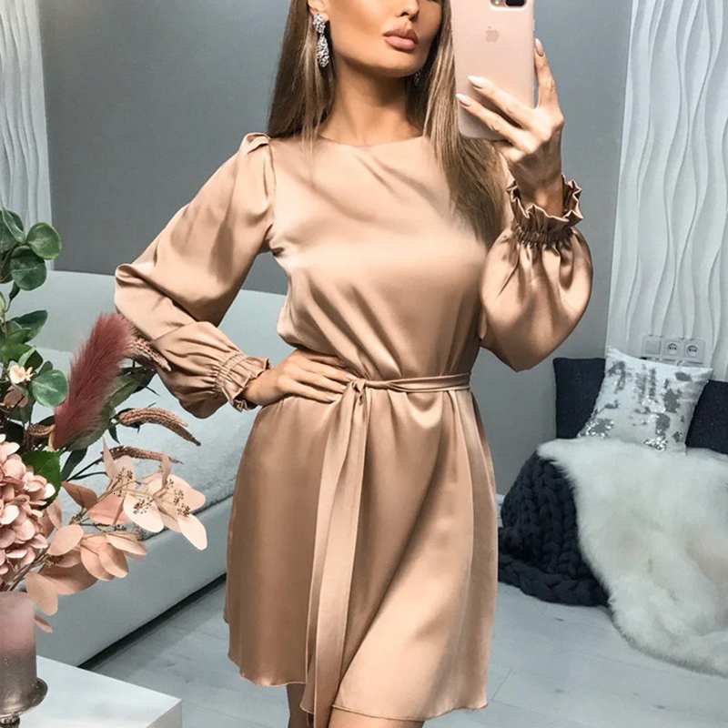 2021 New Long Sleeve Satin for Women Spring Solid Color Elegant Party Office Lady Round Neck Casual Comfy with Sashes Goim, Green
2021 New Long Sleeve Satin for Women Spring Solid Color Elegant Party Office Lady Round Neck Casual Comfy with Sashes Goim, Green