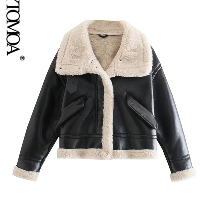 KPYTOMOA Women Fashion Thick Warm Faux Leather Shearling Jacket Coat Vintage Long Sleeve Flap Pockets Female Outerwear Chic Tops 211108, As picture
KPYTOMOA Women Fashion Thick Warm Faux Leather Shearling Jacket Coat Vintage Long Sleeve Flap Pockets Female Outerwear Chic Tops 211108, As picture