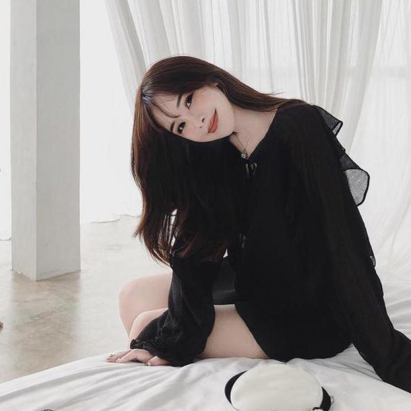 2021 Spring New Arrival Korean Style Ruffle Blouse Fairy Temperament Loose Chiffon Shirt Full Sleeve Ruffled Shirt Free Shipping 210225