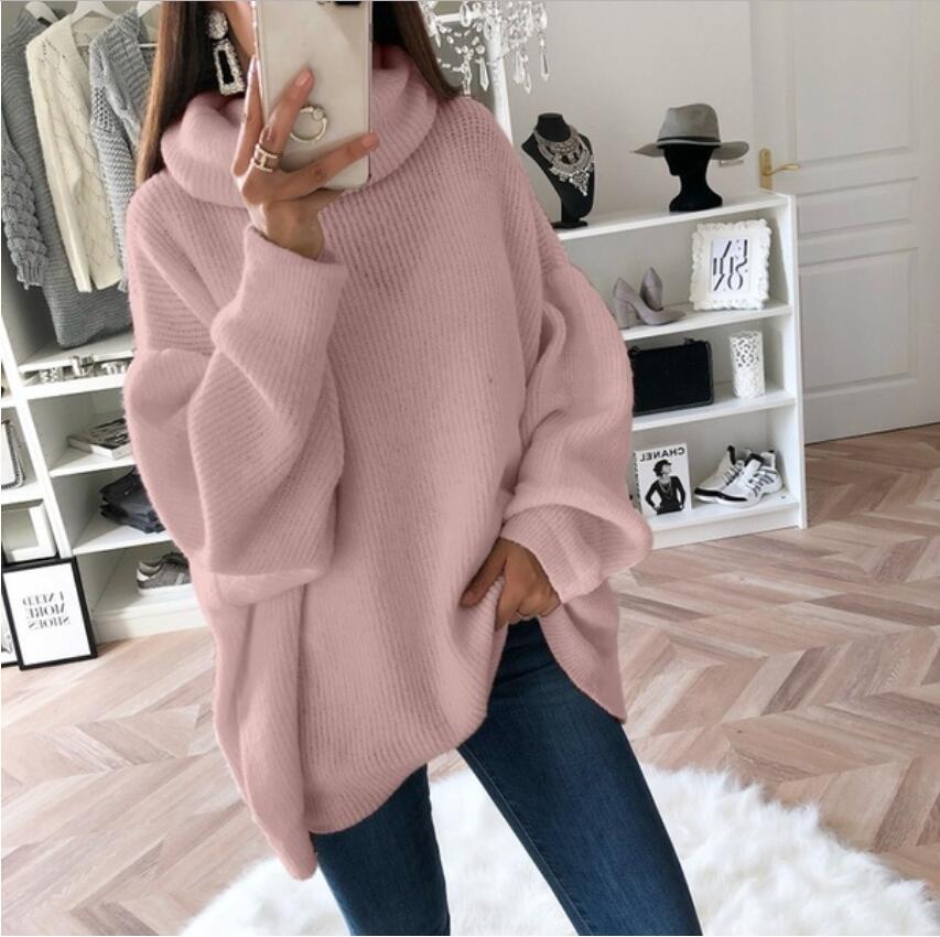 Sweaters 2021 European and American turtleneck knitted top sweater solid color long-sleeved women's clothing
