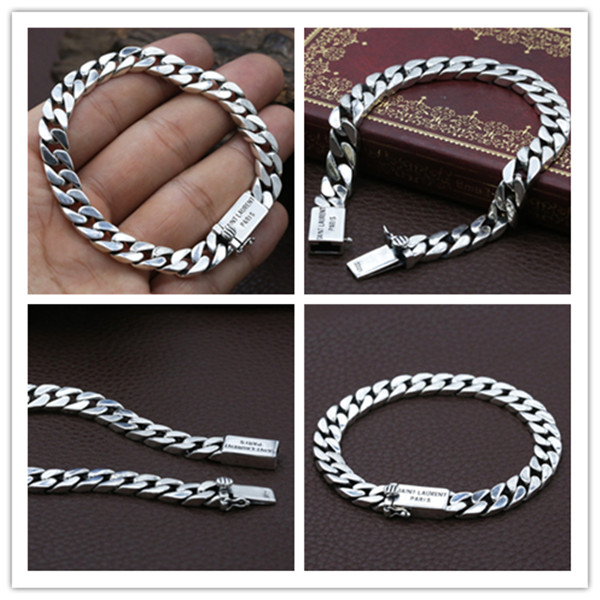 Quality 925 Sterling silver curb link chain bracelets 5mm American European antique handmade vintage designer luxury jewelry accessories gifts