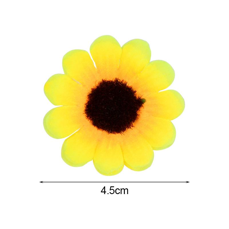 4.5cm warm yellow sunflower heads silk artificial fake flower handmade wreath craft wedding supplies