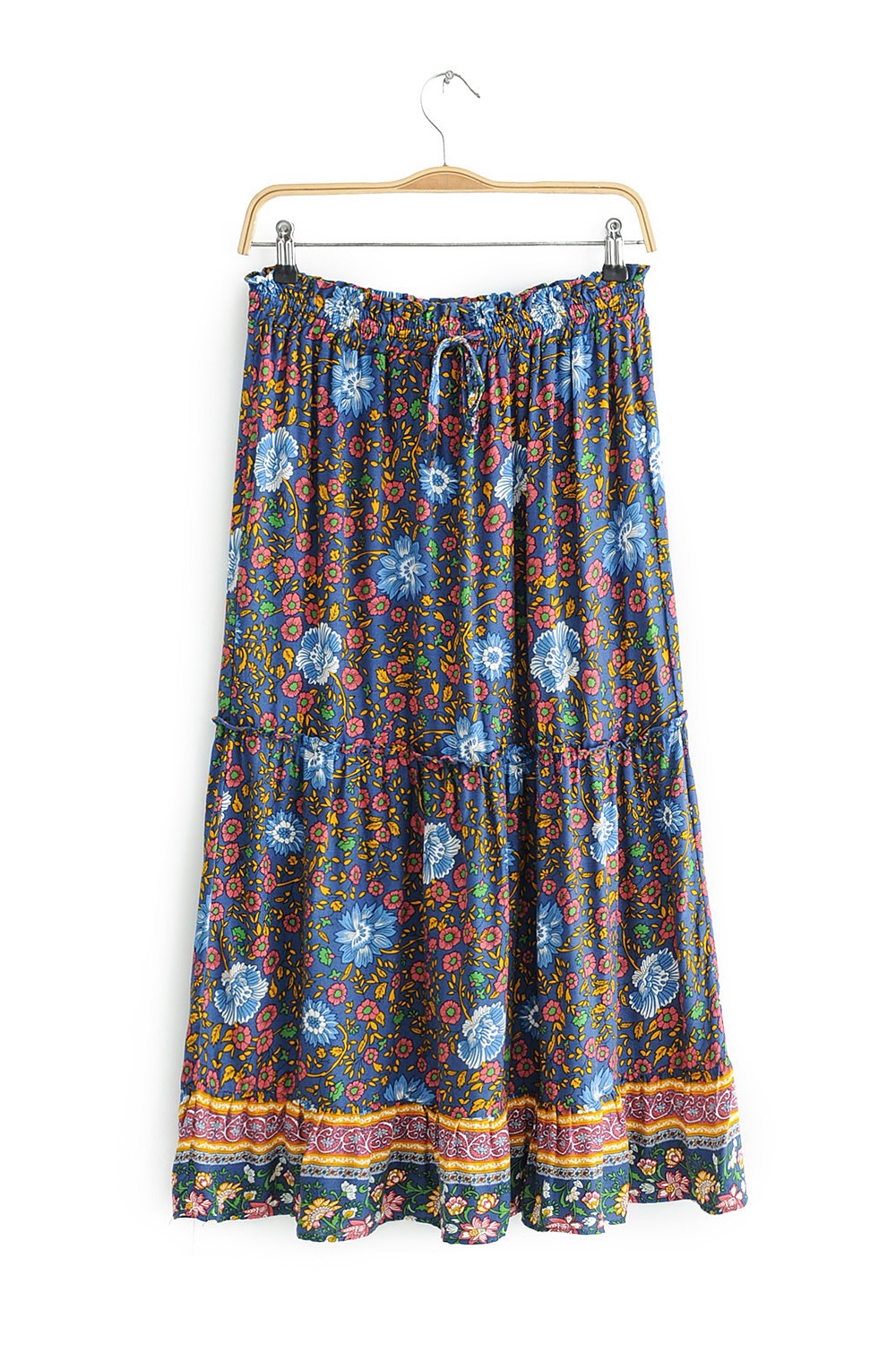 New Bohemian Floral Print Spliced Wood ears Ruffles Skirt Ethnic Woman Bow Tied Elastic Waist Swing Ankle-Length Skirts, Red
New Bohemian Floral Print Spliced Wood ears Ruffles Skirt Ethnic Woman Bow Tied Elastic Waist Swing Ankle-Length Skirts, Red