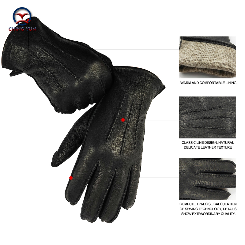 CHING YUN winter hand-stitched mens deerskin gloves deer skin mens warm soft mens black corrugated gloves 70% wool liningg
CHING YUN winter hand-stitched mens deerskin gloves deer skin mens warm soft mens black corrugated gloves 70% wool liningg