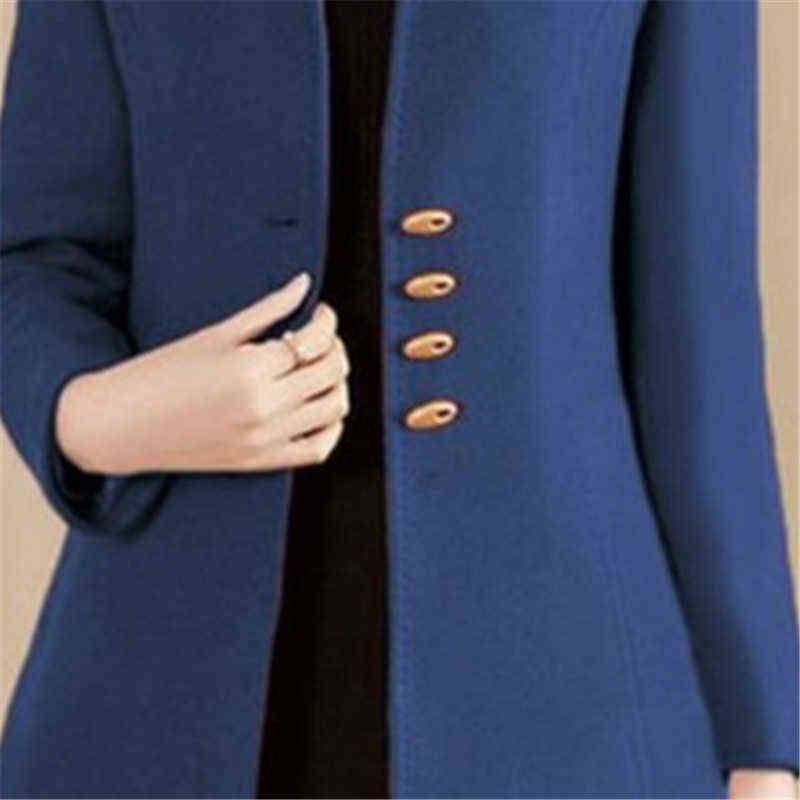 autumn and winter women's suit collar single-breasted loose fashion windbreaker woolen coat mid-length Polyester Full 211130