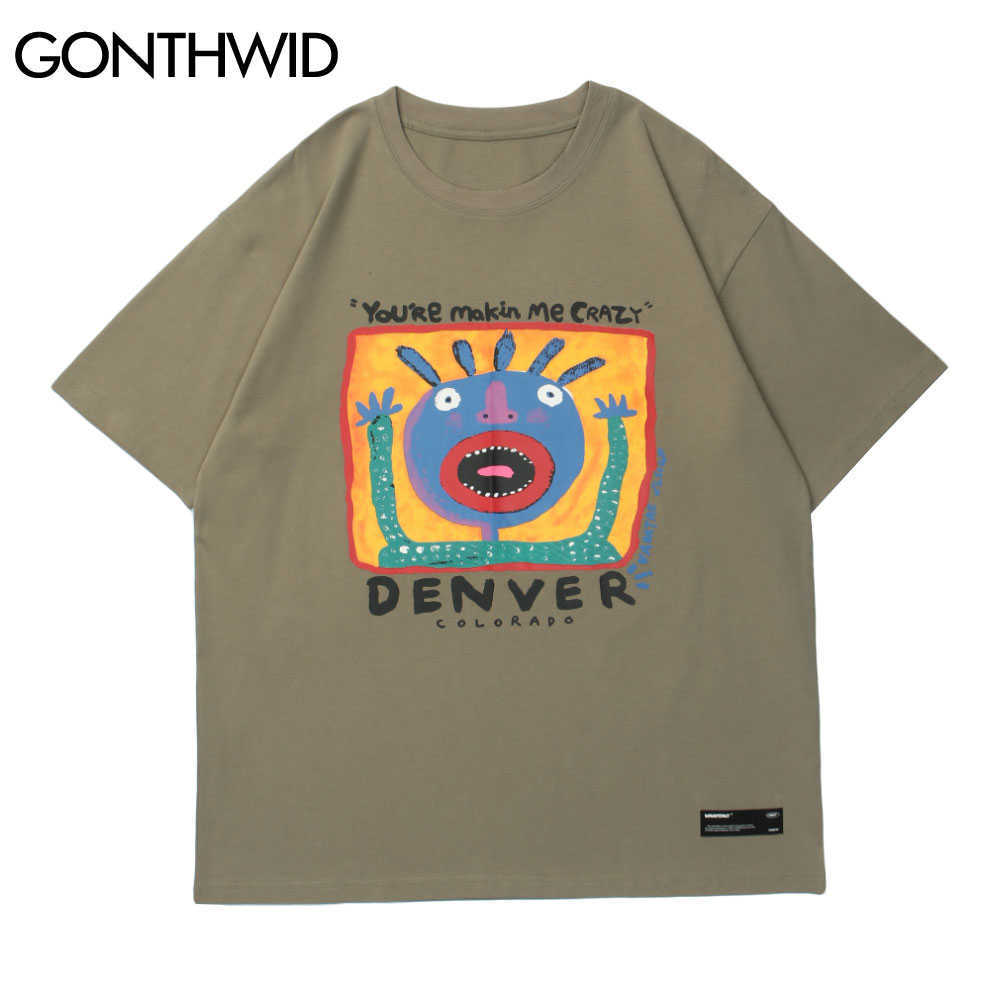 GONTHWID Short Sleeve Tees Hip Hop Men Streetwear Funny Cartoon Print Cotton T-Shirts Fashion Casual Harajuku Loose Tshirts Tops 210629, Khaki
GONTHWID Short Sleeve Tees Hip Hop Men Streetwear Funny Cartoon Print Cotton T-Shirts Fashion Casual Harajuku Loose Tshirts Tops 210629, Khaki