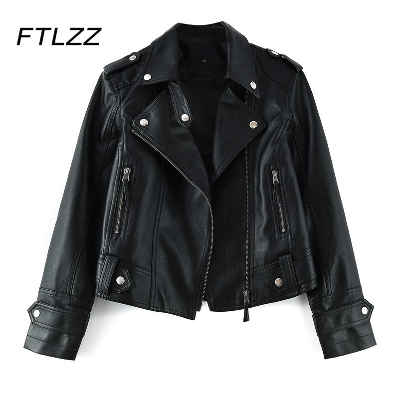 Woman Black Leather Jacket Spring Long Sleeve Turn Down Collar Zipper Rivet Short Faux Coat Ladies PU Biker Outwear 210602
Woman Black Leather Jacket Spring Long Sleeve Turn Down Collar Zipper Rivet Short Faux Coat Ladies PU Biker Outwear 210602