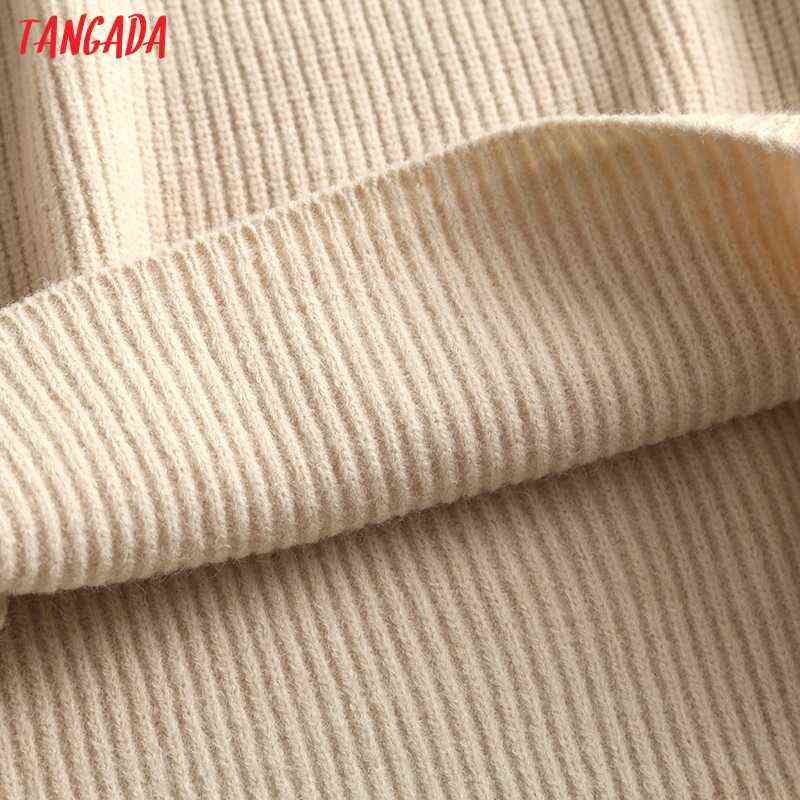Tangada Women High Quality Elegant Woolen Knitted Sweater Jumper Winter Oversize Pullovers Chic Tops 6D108 211109