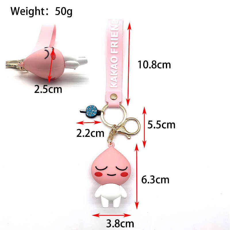 Korea Popular Cartoon Kakao Friends Characters PVC Soft Material 3D Modeling Key Chain Suitable For Gift Giving H1126