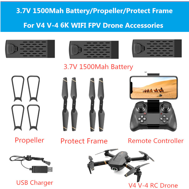 2PCS or 3PCS 3.7V 1500MAH Battery propeller blades remote controller spare part for V4 V-4 6K RC Drone Accessories V4 Battery
2PCS or 3PCS 3.7V 1500MAH Battery propeller blades remote controller spare part for V4 V-4 6K RC Drone Accessories V4 Battery