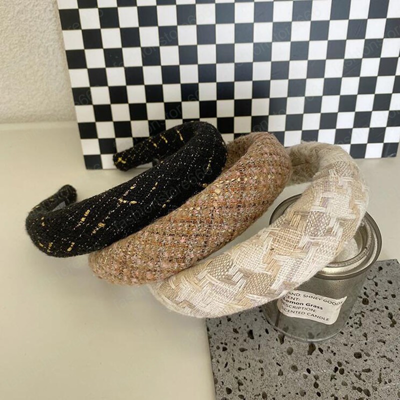 Vintage Women's Headwear Sponge Wide-brimmed Headband Cotton&Linen Hairband Adult Hair Accessories Autumn