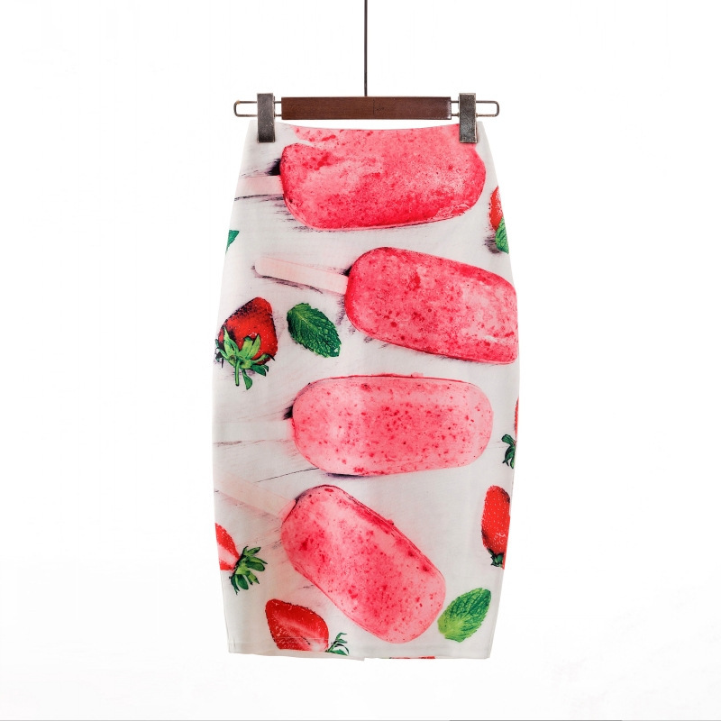 Digital Printed Pencil Skirt For Women Faldas Mujer Moda Floral Pencil Summer Midi Skirt Womens Skirts Female Falda Mujer 210306