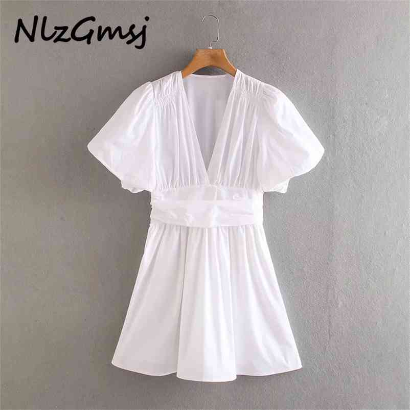 Dres French retro white V-neck temperament waist slimming dress simple fashion short lantern sleeves 04 210628, As picture
Dres French retro white V-neck temperament waist slimming dress simple fashion short lantern sleeves 04 210628, As picture